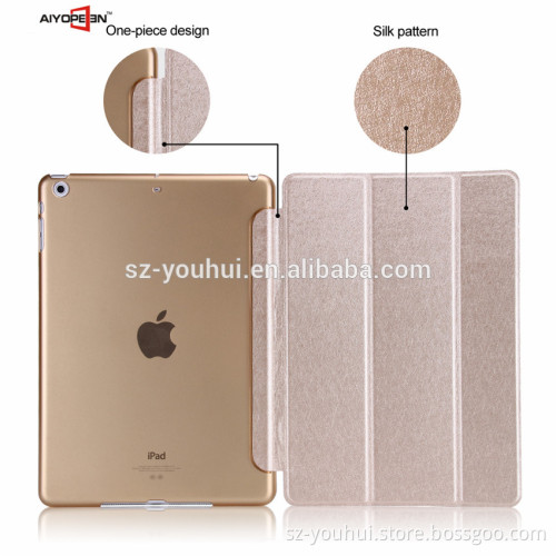 High Quality Silk Design PU Leather Automatically wake up Case for iPad Mini 1 2 3 With Transparent PC Back Case in Stock